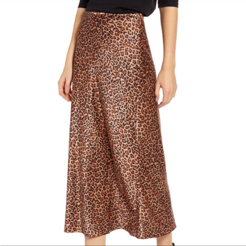 Something Navy Leopard Midi Skirt